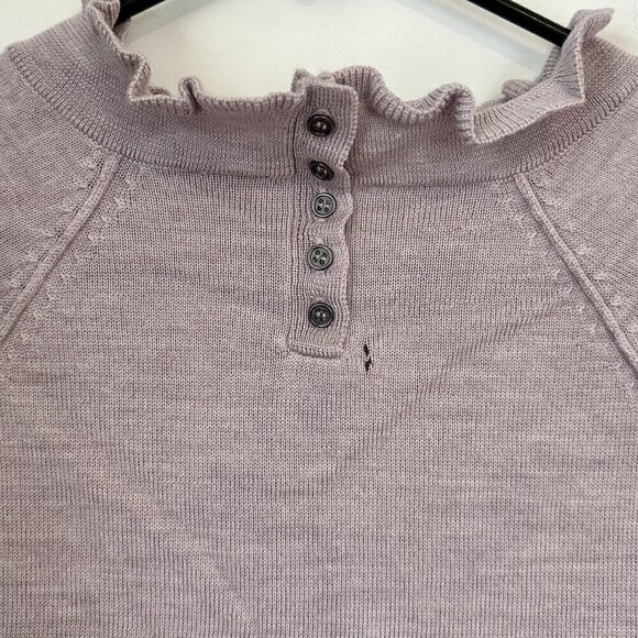 Free People Womens Ruffled Pullover Sweater in Lilac - Picture 5 of 11